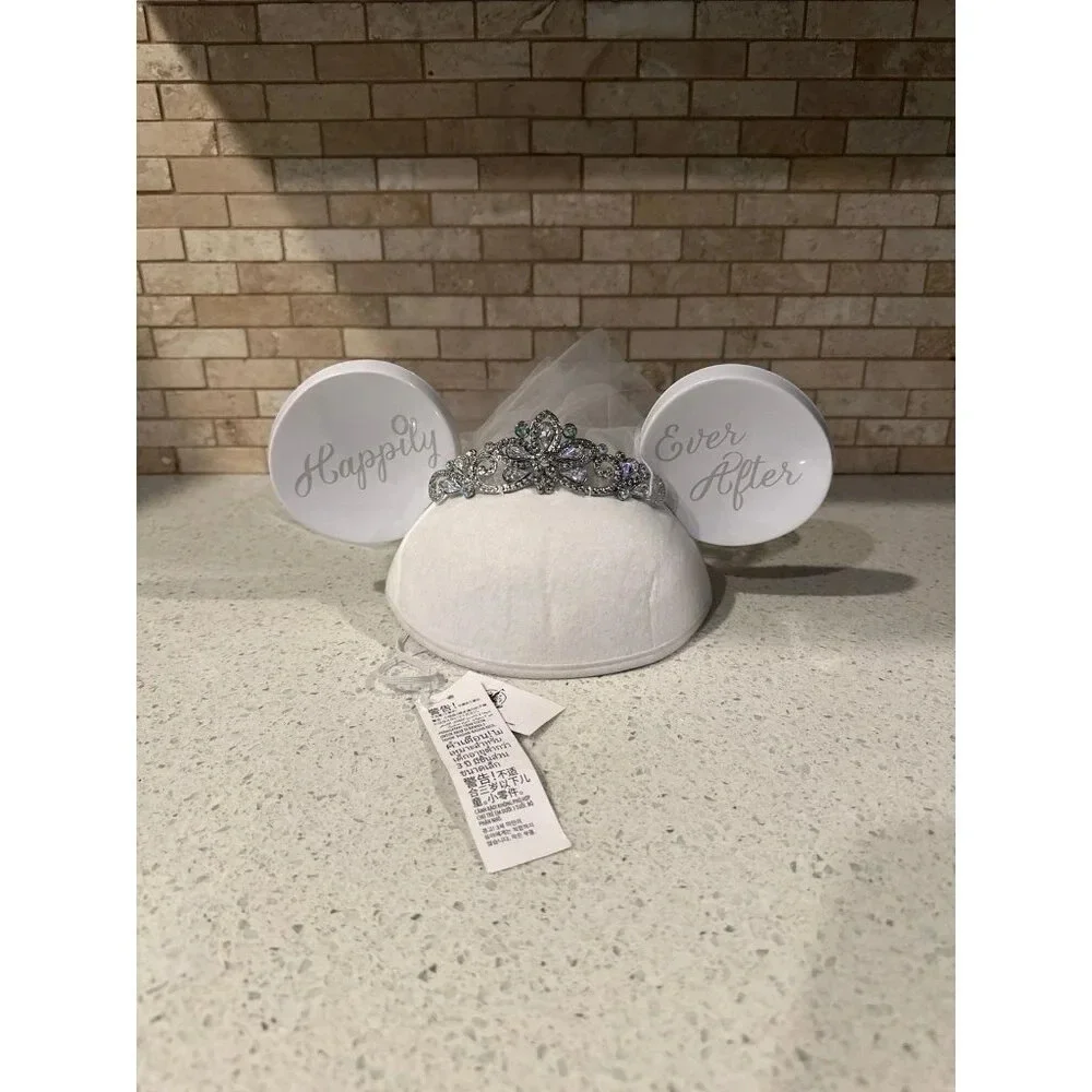 Disney Hat Minnie Mouse‎ Bride Ear Hat with Veil and Tiara - Happily Ever After